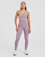 Staple Halterneck Crop Top - Mauve Purple - Image 3