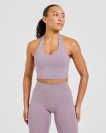 Staple Halterneck Crop Top - Mauve Purple