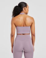 Staple Halterneck Crop Top - Mauve Purple - Image 2