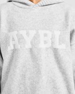 Varsity Oversized Knitted Hoodie - Grey Marl - Image 5