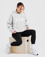 Varsity Oversized Knitted Hoodie - Grey Marl - Image 8