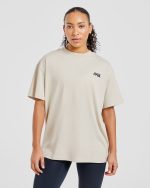 AYBL Sports Club Oversized T Shirt - Sand/Navy - Image 2