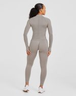 Empower Seamless Full Zip Jacket - Taupe - Image 4
