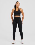 Empower Seamless Halterneck Crop Top - Black - Image 3