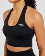 Empower Seamless Halterneck Crop Top - Black - Image 5