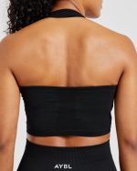 Empower Seamless Halterneck Crop Top - Black - Image 6