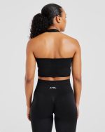 Empower Seamless Halterneck Crop Top - Black - Image 2