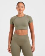 Adapt Seamless Crop Top - Muted Olive