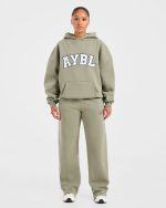Varsity 2.0 Oversized Straight Leg Joggers - Muted Olive - Image 3