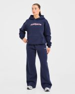 AYBL Sports Outline Oversized Straight Leg Joggers - Navy - Image 3