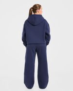 AYBL Sports Outline Oversized Straight Leg Joggers - Navy - Image 4