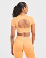 Adapt Seamless Crop Top - Bright Orange - Image 2