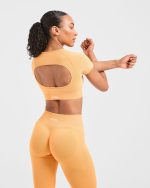Adapt Seamless Crop Top - Bright Orange - Image 8