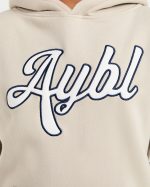 Script Embroidered Oversized Hoodie - Sand/Navy - Image 5