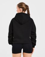 Script Embroidered Oversized Hoodie - Black - Image 2