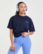 Athletics Retro Oversized T Shirt - Navy - Image 7