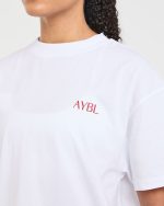 Strength Club Oversized T Shirt - White/Red - Image 5