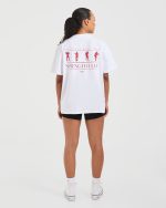 Strength Club Oversized T Shirt - White/Red - Image 3