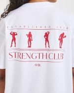 Strength Club Oversized T Shirt - White/Red - Image 6