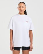 Strength Club Oversized T Shirt - White/Red - Image 2