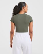 Sports Club Varsity Baby Tee - Forest Green - Image 2