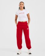 Sports Club Varsity Baby Tee - White/Red - Image 3