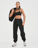 Classic Plush Oversized Joggers - Black - Image 8