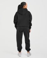 Classic Plush Oversized Joggers - Black - Image 4