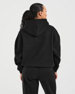 Classic Plush Oversized Hoodie - Black - Image 2