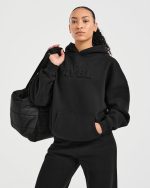 Classic Plush Oversized Hoodie - Black - Image 7