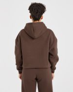 Classic Plush Oversized Hoodie - Brown - Image 2
