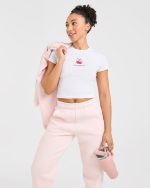 Just a Gym Girl Baby Tee - White/Red - Image 7
