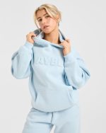 Classic Plush Oversized Hoodie - Pastel Blue - Image 7