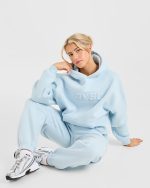 Classic Plush Oversized Hoodie - Pastel Blue - Image 8