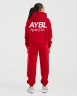 AYBL Sports Club Oversized Joggers - True Red - Image 4