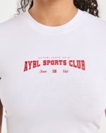Sports Club Varsity Baby Tee - White/Red - Image 5