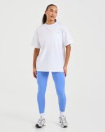 Show Up Oversized T Shirt - White/Blue - Image 3
