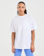 Show Up Oversized T Shirt - White/Blue - Image 2