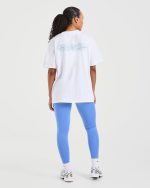 Show Up Oversized T Shirt - White/Blue - Image 4