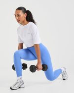 Show Up Oversized T Shirt - White/Blue - Image 7
