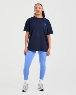 Athletics Retro Oversized T Shirt - Navy - Image 4