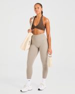 Essential Halterneck Sports Bra - Deep Cocoa Brown - Image 8