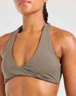 Essential Halterneck Sports Bra - Mocha Brown - Image 5
