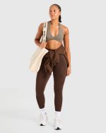 Essential Halterneck Sports Bra - Mocha Brown - Image 8