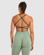 Essential Crossback Sports Bra - Deep Green - Image 2