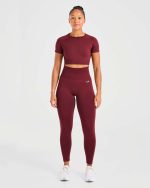Empower Seamless Crop Top - Red Wine - Image 3