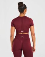 Empower Seamless Crop Top - Red Wine - Image 2