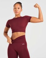 Empower Seamless Crop Top - Red Wine - Image 7