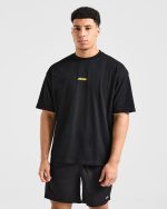 Orbit Oversized T Shirt - Black/Yellow - Image 2