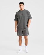Orbit Oversized T Shirt - Charcoal/Red - Image 4